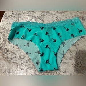 VS PINK No Show Palm Tree Cheekster Panty Large NWT